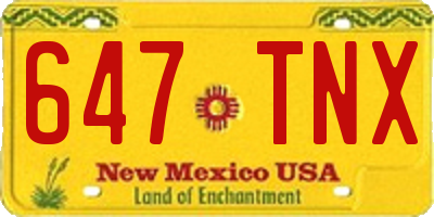 NM license plate 647TNX