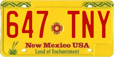 NM license plate 647TNY