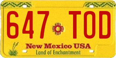 NM license plate 647TOD