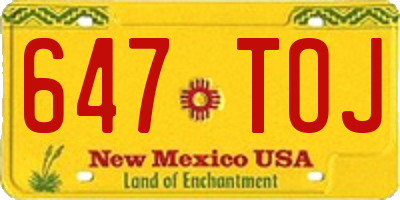 NM license plate 647TOJ