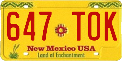 NM license plate 647TOK
