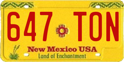 NM license plate 647TON