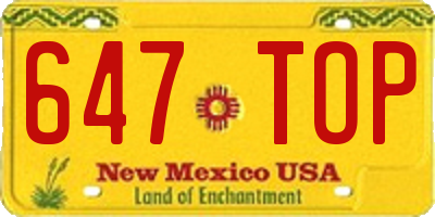 NM license plate 647TOP