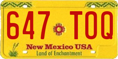 NM license plate 647TOQ