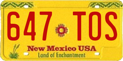 NM license plate 647TOS