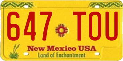 NM license plate 647TOU