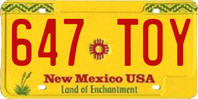 NM license plate 647TOY