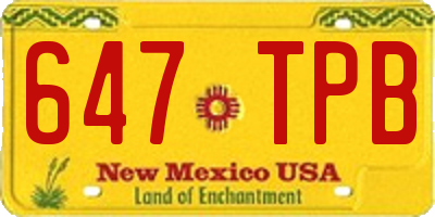 NM license plate 647TPB