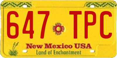 NM license plate 647TPC