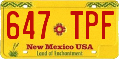 NM license plate 647TPF