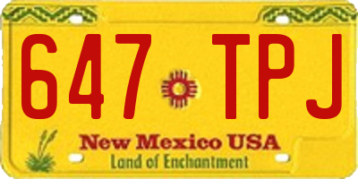 NM license plate 647TPJ