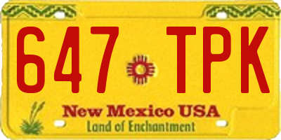 NM license plate 647TPK