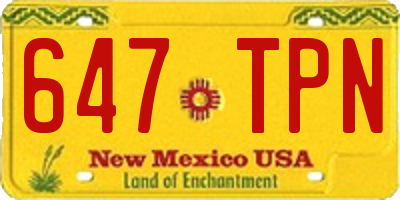 NM license plate 647TPN