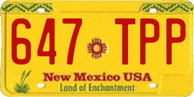 NM license plate 647TPP