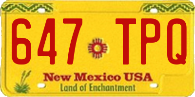 NM license plate 647TPQ