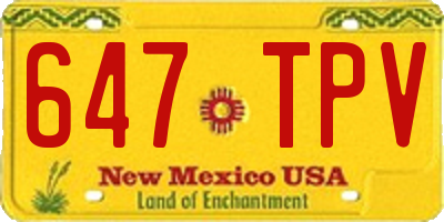 NM license plate 647TPV