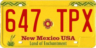 NM license plate 647TPX