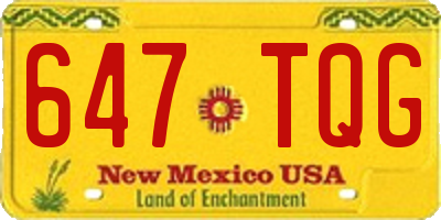 NM license plate 647TQG