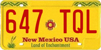 NM license plate 647TQL