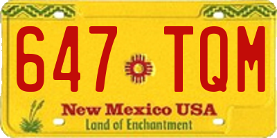 NM license plate 647TQM
