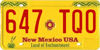 NM license plate 647TQO