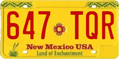NM license plate 647TQR