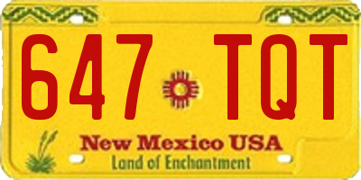 NM license plate 647TQT