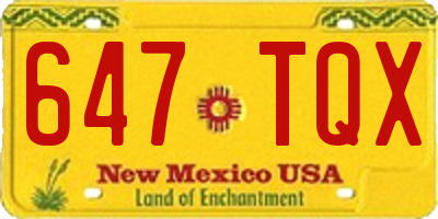 NM license plate 647TQX