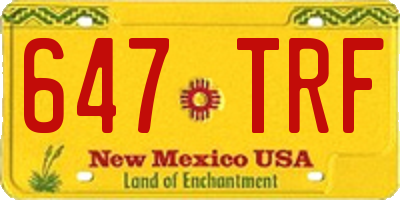 NM license plate 647TRF
