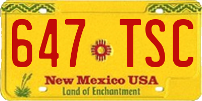 NM license plate 647TSC