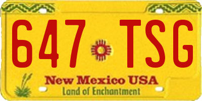 NM license plate 647TSG