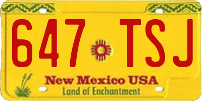 NM license plate 647TSJ