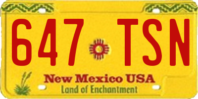 NM license plate 647TSN