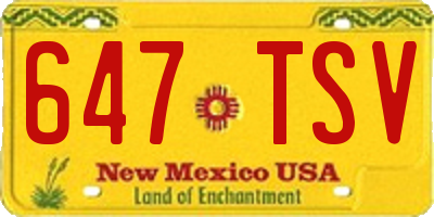NM license plate 647TSV