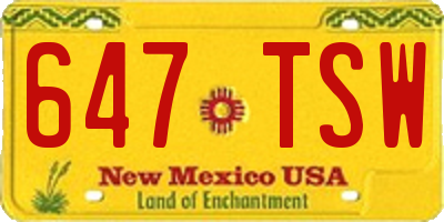 NM license plate 647TSW