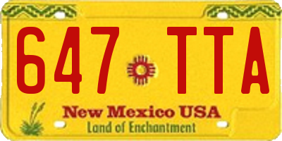 NM license plate 647TTA