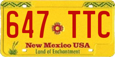 NM license plate 647TTC