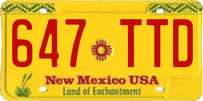 NM license plate 647TTD