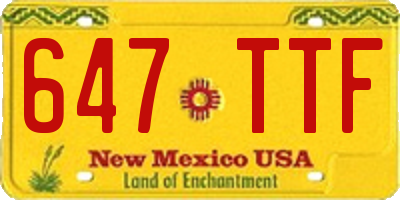 NM license plate 647TTF