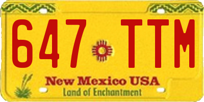 NM license plate 647TTM