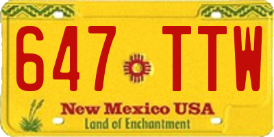 NM license plate 647TTW