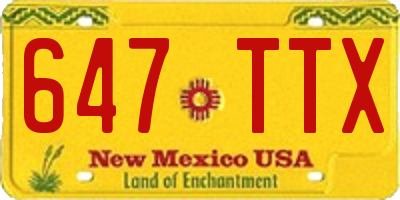 NM license plate 647TTX