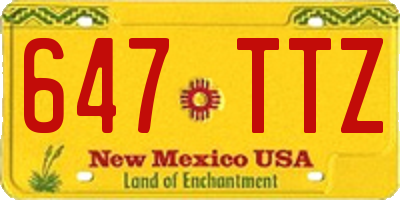 NM license plate 647TTZ