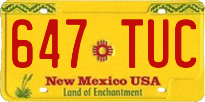 NM license plate 647TUC