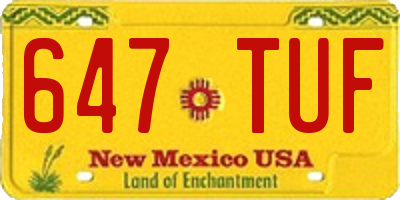NM license plate 647TUF