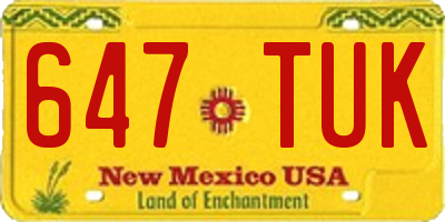 NM license plate 647TUK