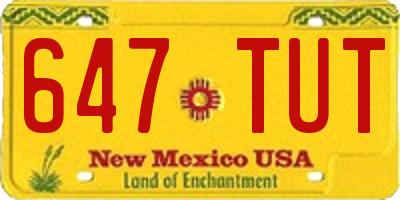 NM license plate 647TUT