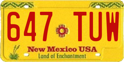 NM license plate 647TUW