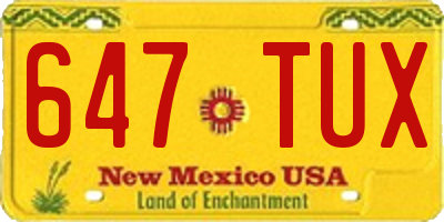 NM license plate 647TUX