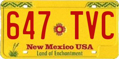 NM license plate 647TVC